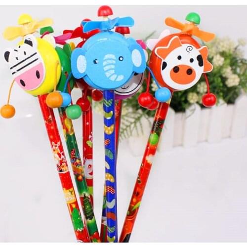 Rattle Windmill Modeling Pencil Creative Childrens Pencil Elephant Piggy Frog Pattern Pencil School Supplies Student Prizes