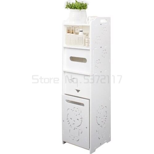 12 Models Bathroom Storage Shelf Toilet Furniture Bath Cabinet White Wood Cupboard Shelf Tissue Cloth Storage Rack Locker