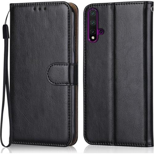 Luxury Leather Case for On Huawei Nova 5T YAL-L21, YAL-L61, YAL-L71, YAL-L61D Wallet Stand Flip Case Phone Bag with Strap