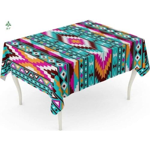 Table Cloth With Colorful Geometric Patterns Ethnic Tradition