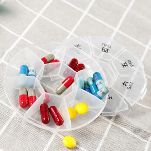 Fold Storage Pill Box 7 Boxes A Week To Carry With You Travel Round Plastic Anti Forget Practical Small Pill Box