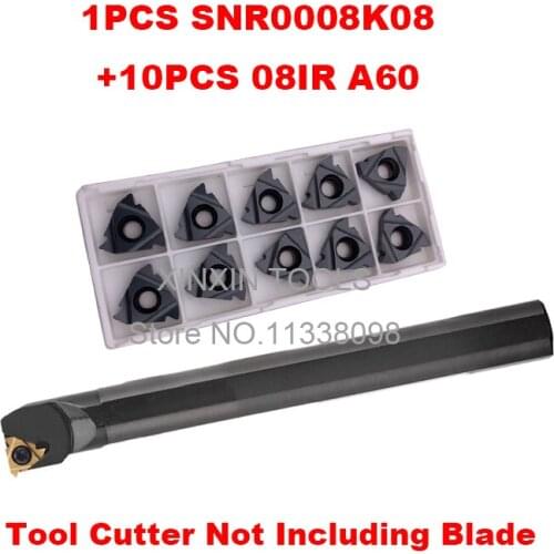 SNR0008K08 CNC Internal thread Turning tool 1pcs + 08IR A60 10pcs 11pcs/set CNC Internal thread Carbide insert