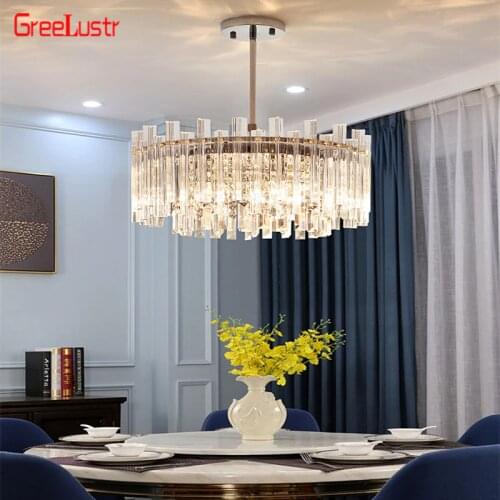 Modern K9 Crystal Led Chandelier Light Gold Rings/Rectangle Luxury Hanging Lamp Home decor Suspension Luminaire Light Fixtures