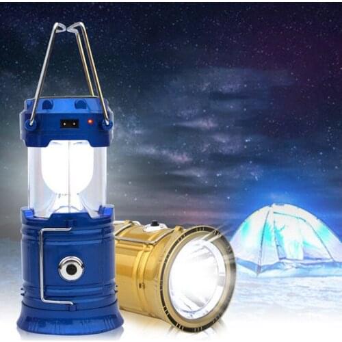 LED Portable Lantern Retractable USB Solar Rechargeable Emergency Horse Lantern Super Bright Outdoor Camping Lamp