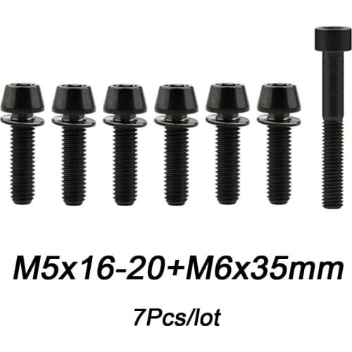 Xingxi 7Pcs/lot 6*M5x16 18 20mm & 1*M6X35mm Titanium Bolts for Bicycle Headset Caps Ti Screw Bike Parts Accessories