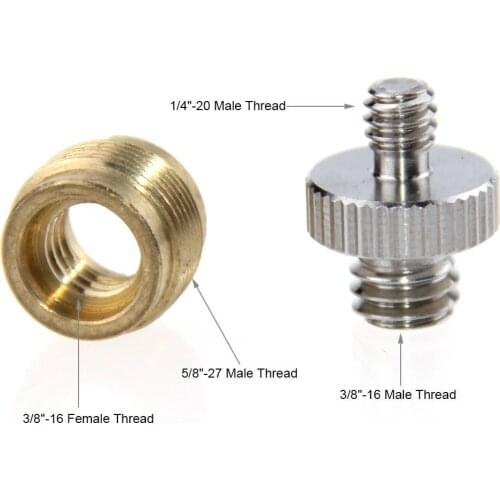 Mic Stand Screw 3/8" to 5/8"& Screw Thread Adapters 1/4" to 3/8" for camera tripod