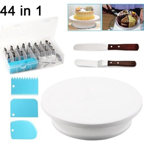 28CM Rotating Cake Icing Deocrating Revolving Kitchen Display Stand Turntable with Cake Tools