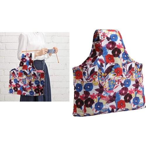 Knitting Tote Bag, Yarn Storage Organizer with Inner Dividers for Yarn, Unfinished Projects, Crochet Hooks, Knitting Needles