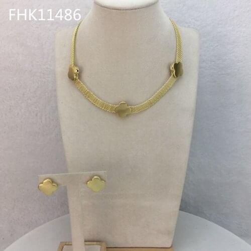 Yuminglai Dubai Jewelry Sets Simple Jewelry for Women Necklace with Earrings FHK11486