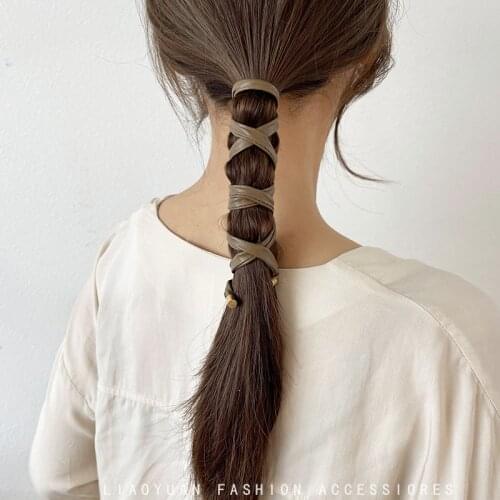 Simple ins leather headband female tied hair temperament high-end head rope female ponytail headdress new 2021