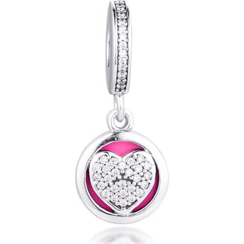 Fits Pandora Bracelet Real 925 Sterling Silver Devoted Heart Charms Metal Beads for Women DIY Jewelry Making kralen charme