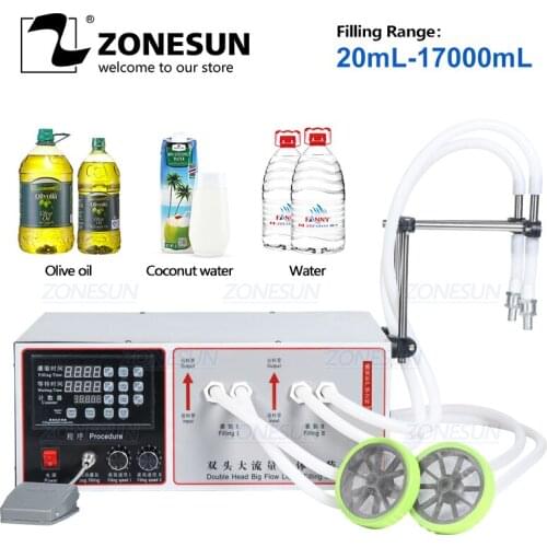 ZONESUN Semi Automatic Double Nozzle Filling Machine Laundry Cooking Oil Water Juice Milk Liquid Bottle Filling Machine