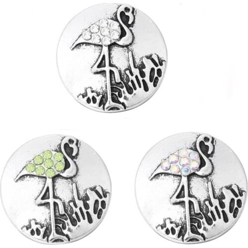 10Pcs/lot Newest Crystal Snaps Button Jewelry Metal Swan Charms Jewelry Fit 18mm Bracelet Bangles for women Snap Jewelry Beads