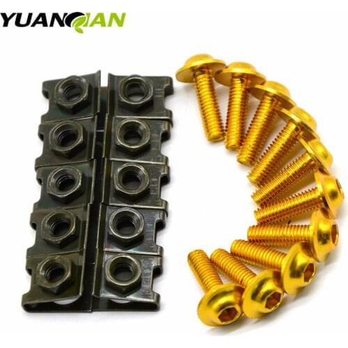 10xM6 Motorcycle Aluminum 6mm Body Fairing Bolts Spire Speed Fastener Clips Screw Spring Nuts For Honda Kawasaki yamaha