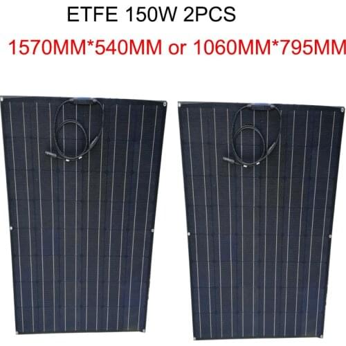 2PCS 150W ETFE Solar Panel Solar Cell 24V Monocrystalline Flexible solar Panel For 24V Solar Battery Home System Kit