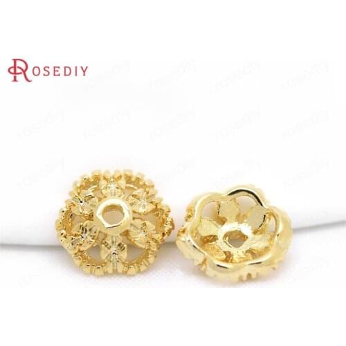 20PCS 7MM 24K Gold Color Plated Brass Beads Caps High Quality Diy Jewelry Findings Accessories Wholesale
