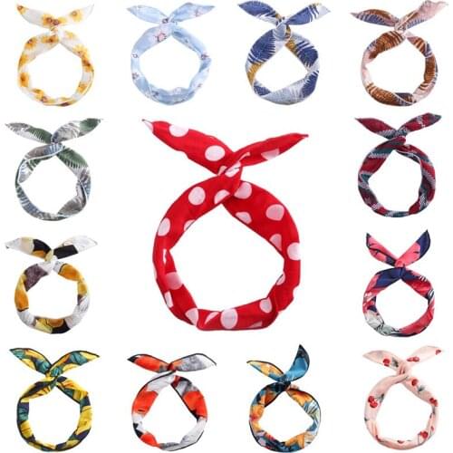 5pcs Super Cute Women Bunny Ears Headband Teen Girls Twisted Metal Wire Bowknot Hairbands Women Hair Wrap Coils Accessories