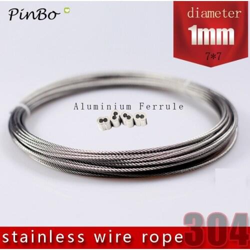 50M 304 stainless steel wire rope alambre cable softer fishing lifting cable 7X7 Structure 1mm diameter