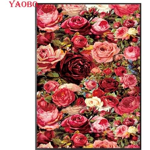 5D DIY Diamond Painting Full Square Round Drill Rose Garden Scenery Embroidery Diamond Cross Stitch Mosaic Nordic Art