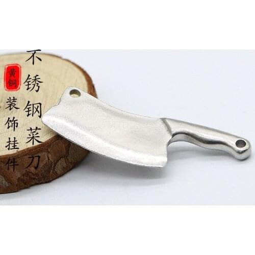 Antique Solid Brass kitchen knife Figurines Retro Copper Animal Tea Pet Desktop Ornament Decor Crafts Keychain Pendants