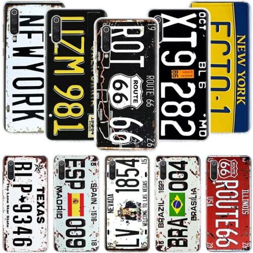 Retro License Plate Number 66 Phone Case For Xiaomi Mi Note 10 11 9 8 10T 9T CC9 A1 A2 A3 5X 6X Pocophone F1 X3 F2 Pro Lite Coqu