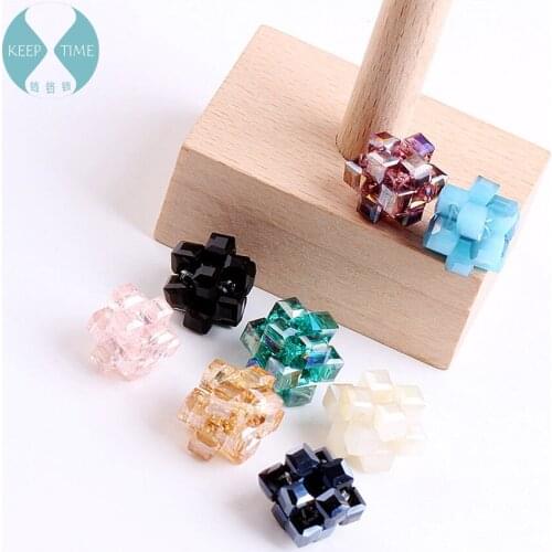 DIY glass crystal jewelry accessories Korean irregular square ear jewelry pendant pendant earrings earrings