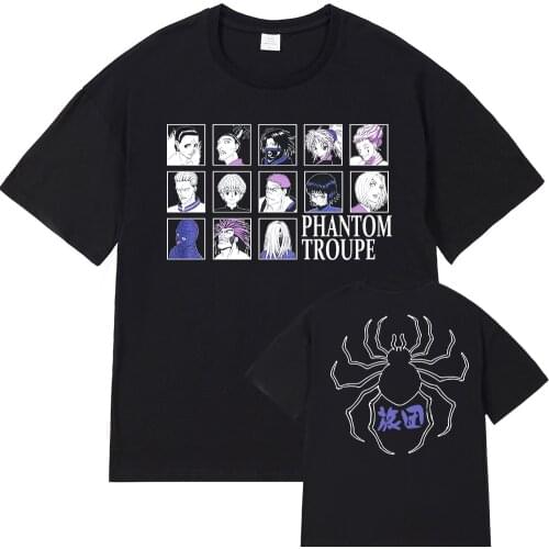 Anime Hunter x Hunter T-Shirt Men Cotton T Shirt Phantom Troupe Clothes Hisoka Chrollo Tops Tees Camiseta Camiseta