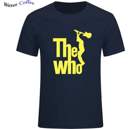 Mens TShirt Vintage Band T Shirts The Who Mens T Shirt Retro Mod Music Man with Guitar Printed Short Sleeve T-Shirt