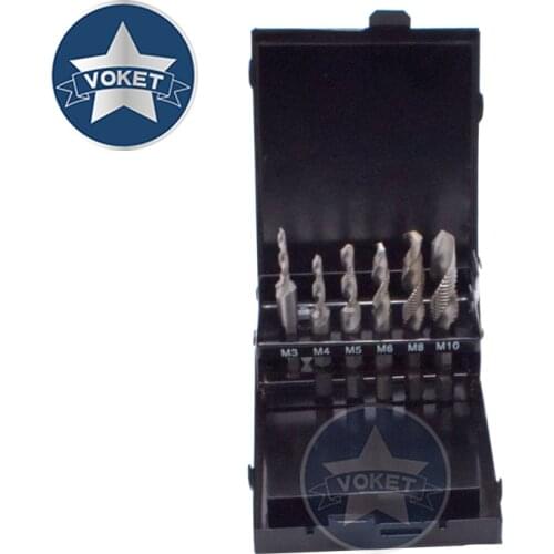 HSS Metric Tap Drill Titanium Plated Hex Shank Screw Thread Tap Drill Bits Screw Machine Compound M3 M4 M5 M6 M8 M10 Hand Tools