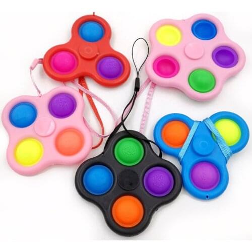 Simple Dimple Spinner Fidget Toy Push Bubble Sensory Keychain Autism Squeeze Anti Stress Reliever Funny Gift for Adult Kids