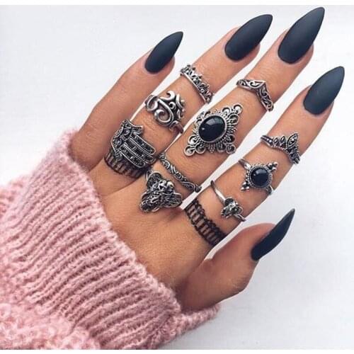 Rings for Women Elephant Boho Jewelry Ring Sets Couple Gift Anillo Schmuck Accessories Girls Jewellery Aliexpress