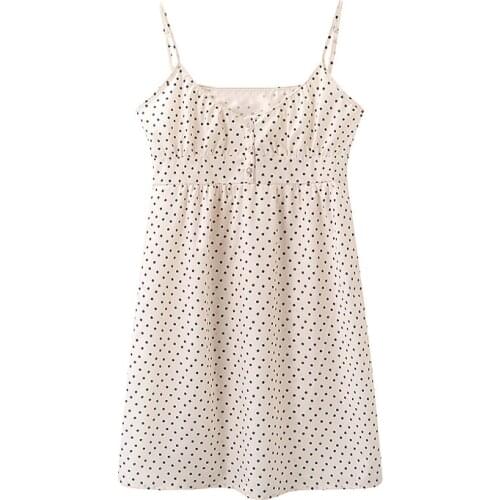 Sweet Women Soft Cotton V Neck Dress 2021 Summer Fashion Ladies College Style Sling Dress Female Printed Mini Dress