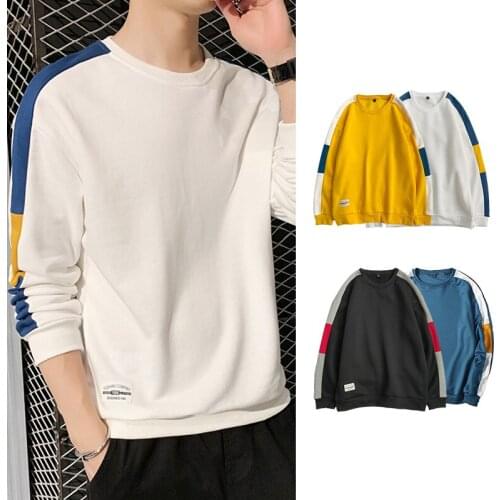 Men Casual Sweatshirt Solid Patchwork Spring Autumn New Trend Hoodies Mens Hip Hop Streetwear Loose Pullover Tops Tracksuit 2020