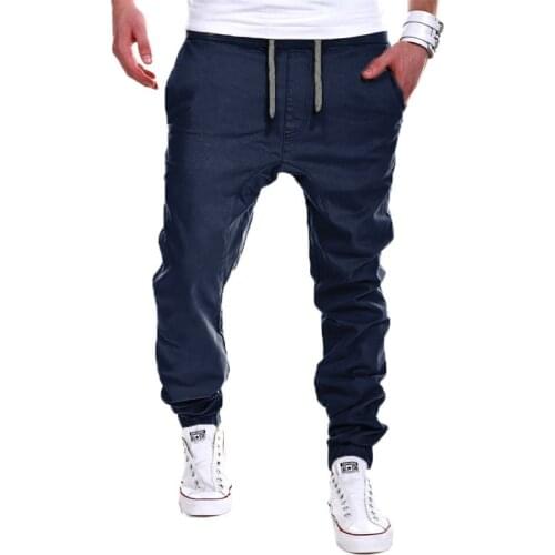2020 Brand mens Casual Tethered elastic waist trousers Solid color Beam foot pants hip hop Pencil pants male Sweatpants 6 colors