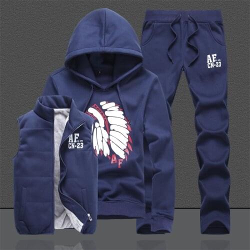 3 Pieces Jacket Vest Pants Men Clothing Set Sportsuit Joggers Men Winter Warm Hoodies Sweatshirt Men Set Hoodies Mens Tracksuit