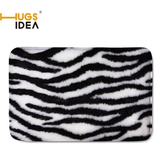 HUGSIDEA Custom Room Mat Soft Zebra Fur Carpets for Living Room Black White Fur Area Rugs for Bedroom Kitchen Floor Mats Tapis