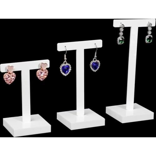 New Lot Of 3 White Acrylic Earrings Display Holder Acrylic Jewelry Display Holder T Shape Stud Earrings Drop Earrings Showcase