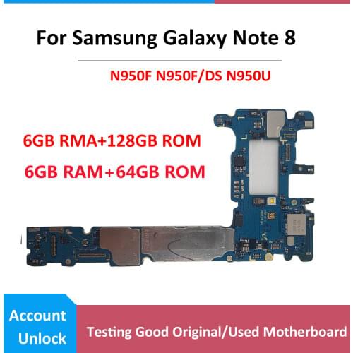 Tehxv Original Motherboard For Samsung Galaxy Note 8 N950FD N950F N950U Unlocked MainBoard 64GB 128GB