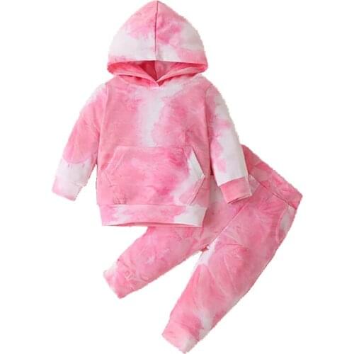 6m-3T Fashion Kids Boys Girls Clothes Sportswear Toddler Baby Colorful Tie Dye Print Hoodies Pants Set Suit Tracksutis Outfits