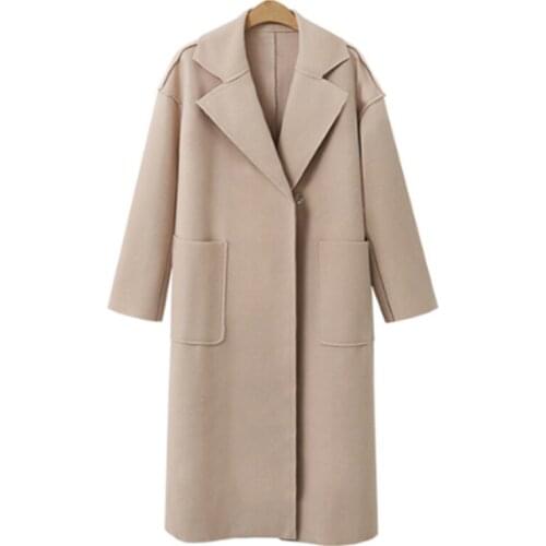 New 2019 Autumn Women Winter Jackets European Style Cashmere Ladies Basic Coats Long Sleeve Sashes Outerwear Wool&Blends Jacket