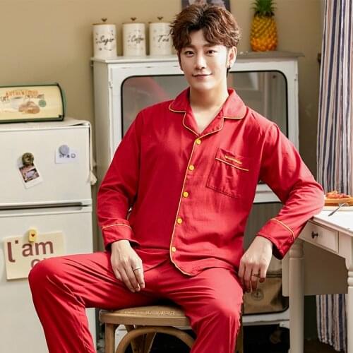 Couple Pajama Set Full Pure Cotton Pijamas Mujer Long Sleeve Sleepwear His-and-her Home Suit Pyjama For Lover Man Woman Clothes