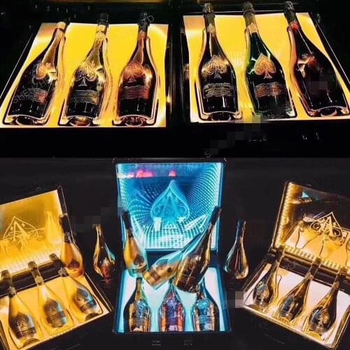 Bar Wine Presenter 3 Bottles LED Rechargeable Display Case Ace of Spade Glorifier Box Champagne Bottle Carrier For Night Club