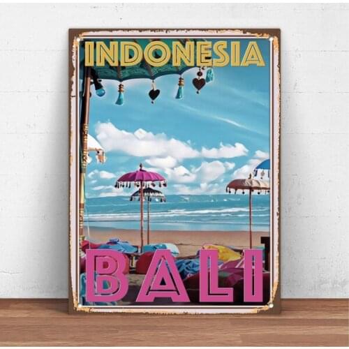 Retro Vintage Bali Indonesia Metal Tin Sign Metal Sign Wall Decor Fashion Art Decor Poster,Man Cave,Garage,Bar,Pub