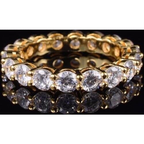 Luxury 925 SILVER&GOLD SETTING PAVE FULL CZ ETERNITY BAND ENGAGEMENT WEDDING Rings DIAMOND simulated PLATINUM Size 5,6,7,8,9,10