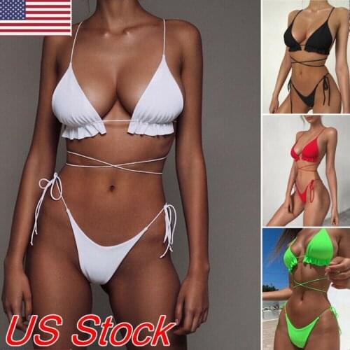 Sexy Thong Bikini Set 2020 Women Swimwear Bandage Push Up Padded Swimsuit Summer Beach Women Bathing Suit Brazilian Hot