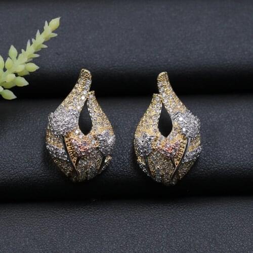 Lanyika Fashion Jewelry Delicate Water Drop Tulip Inlay Earrings Stud Micro Pave Daily Wedding Party Luxury Popular Best Gift