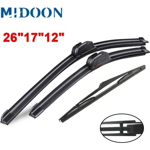 MIDOON Wiper Front & Rear Windscreen Wiper Blades Set For Nissan Qashqai J11 2013 2014 2015 2016 2017 2018 2019 2020 26"17"12E1