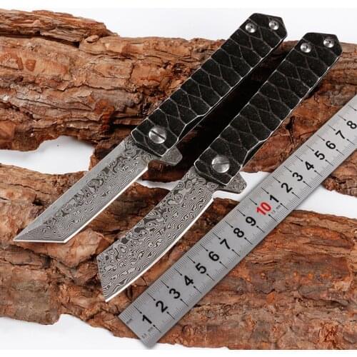 Swayboo D2 Damascus Folding Knife Stainless Steel Antiskid Handle Hunting Knife Outdoor Camping Knives Mini Survival Hand Tools