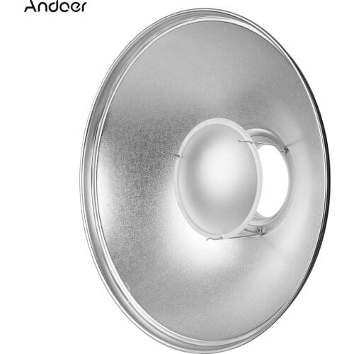 Andoer 41cm/16in Standard Reflector Beauty Dish Bowens Mount with White Diffuser Reflector for Studio Photography Flash Light