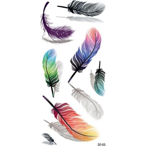 2 Pcs Tattoo Sticker 3D Body Art DIY Stickers Temporary Tattoo Butterfly Flower Feather Sticker
